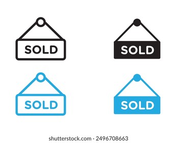 Sold icon black and white vector outline sign