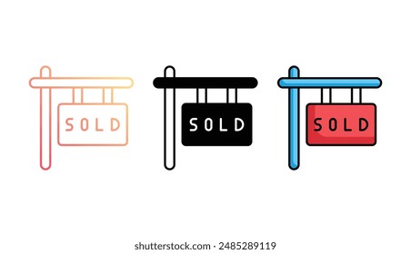 Verkauftes Icon-Design mit weißem Hintergrund Stock-Illustration