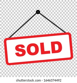 sold icon. flat style. sold out icon for web site design, logo, app, UI. hanging sale symbol. sold sign.