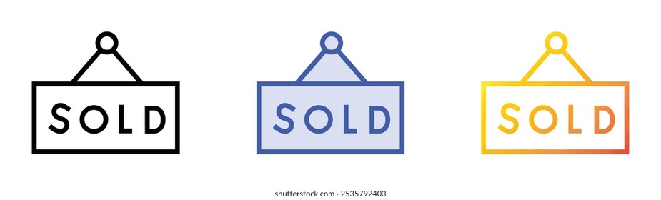 sold icon. Linear, Blue Fill and Gradient Style Design Isolated On White Background
