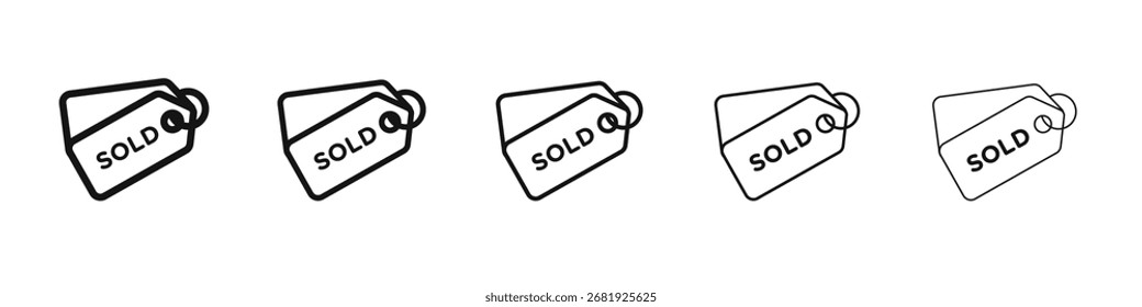Sold icon vector outline set illustration sign