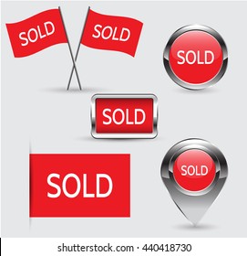 Sold icons chrome set, generated 3D photo rendering.