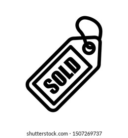 Sold label sign of vector Icon. vector outline style. isolated on white background. vector shopping illustration