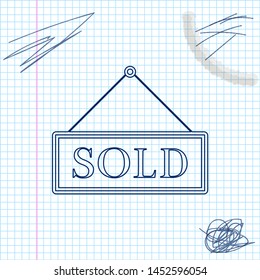 Sold line sketch icon isolated on white background. Sold sticker. Sold signboard. Vector Illustration