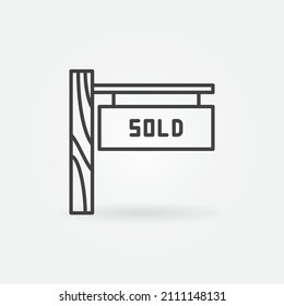 Vector lineal vendido Icono de concepto inmobiliario o elemento de logotipo
