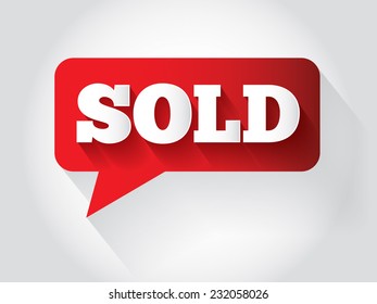 SOLD Message bubble, promotional background, presentation poster