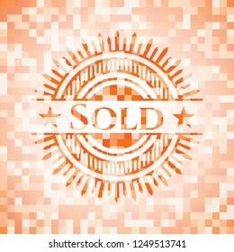 Sold orange mosaic emblem with background