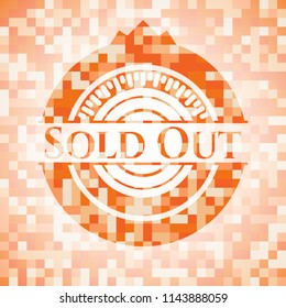 Sold Out abstract emblem, orange mosaic background