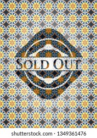 Sold Out arabic badge background. Arabesque decoration.