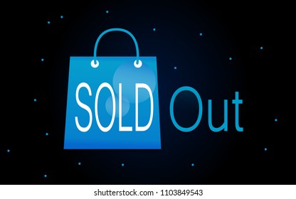 Sold Out background logo icon with blue bag