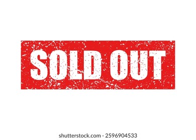 Sold out bright red stamp isolated on white background