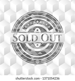 Sold Out grey emblem with geometric cube white background