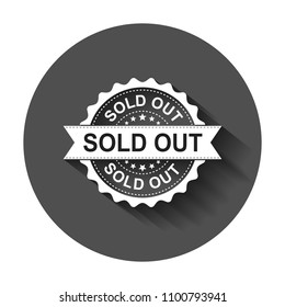 Sold Out Grunge Rubber Stamp. Vector Illustration With Long Shadow. Business Concept Sold Stamp Pictogram.