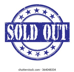 sold out grunge rubber stamp on white, vector illustration