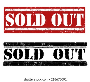 Sold out grunge rubber stamps on white background, vector illustration