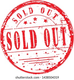 "sold out" grunge stamp, vector illustration