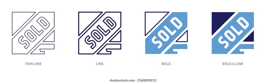 Sold out icon in 4 different styles. Thin Line, Line, Bold, and Bold Line. Duotone style. Editable stroke.