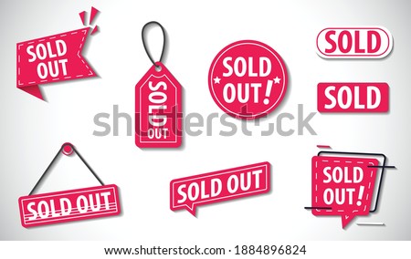 Sold Out Label Set collection in red and white