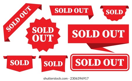 Sold Out label vector collection. Sold out square sticker banner. Sold out - grunge label. Sold out stamp. Vector illustration
