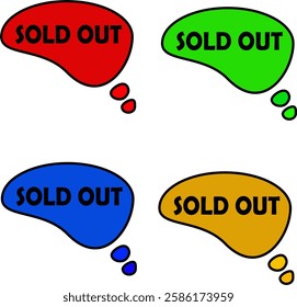 Sold out Labels Bubble text vector. Red sold out labels bubble text