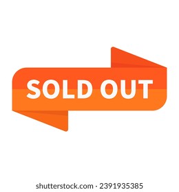 Sold Out In Orange Rectangle Ribbon Shape For Information Product Promotion Business Marketing
