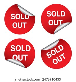 Sold out and price tag, sticker, label, sign stamp. Sold out tag button and label design. Sold out colorful stamp text on white background.