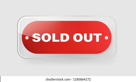 SOLD OUT red banner label and tag ribbon vector design.