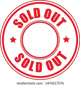 Sold out red grunge stamp, sale vintage rubber badge template isolated vector icon.