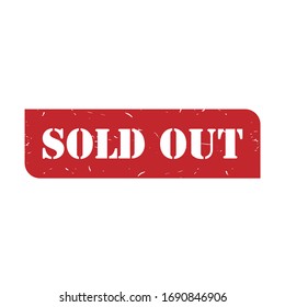 Sold out red grunge stamp, sale vintage rubber badge template isolated vector icon