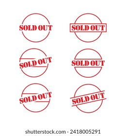 Sold out red grunge stamp collection. modern preview.