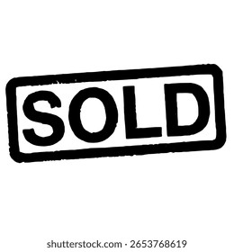 Sold out red grunge stamp, sale vintage rubber badge template isolated vector icon