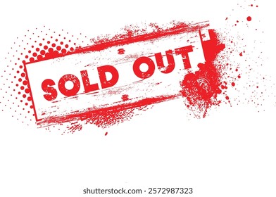Sold Out red ink rubber stamp sign symbol seal badge dusty grunge effect soldvignette