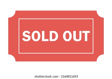 Sold Out red rectangular sticker icon. Sold out square symbol. Vector flat illustration 