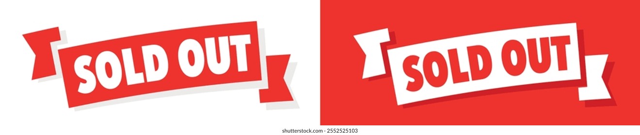 Sold out red ribbon vector
