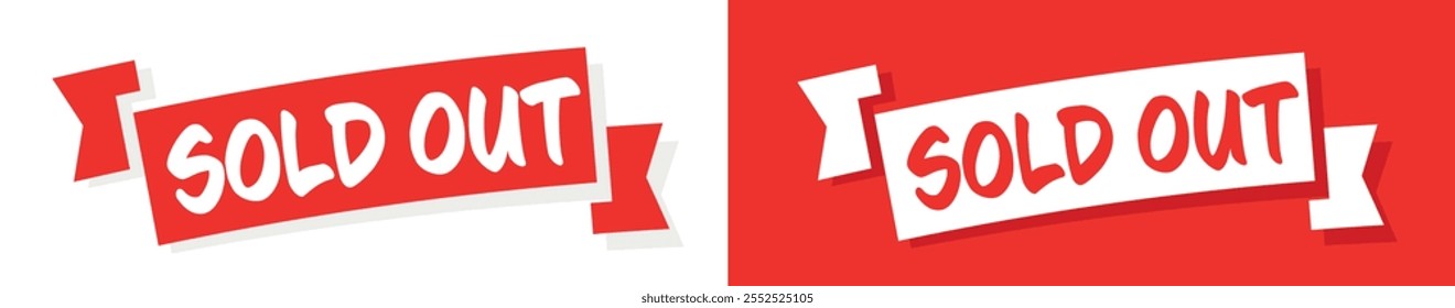 Sold out red ribbon vector
