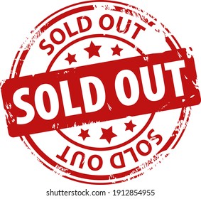 Sold Out red rubber stamp icon isolated on white background. Sold out stamp symbol.