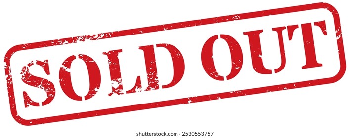 Sold Out red rubber stamp with distressed texture effect isolated on transparent background