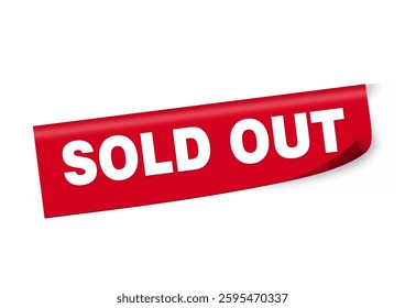 Sold out red square sticker banner  on isolated white background