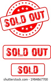 Sold out red stamp on Isolated on white