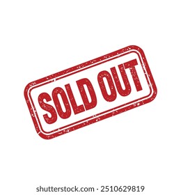 Sold out rubber stamp red badge vector grunge image 