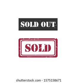 Sold / Sold out rubber stamp vector image. Sold out red grunge stamp, sale vintage rubber badge template isolated vector icon