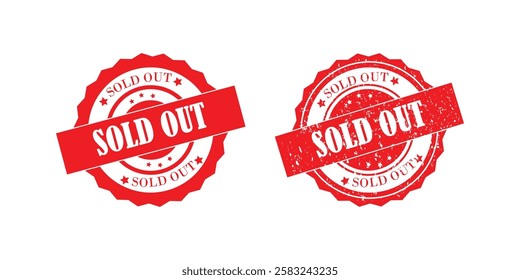 Sold out rubber stamp vector illustration on white background. Sold rubber stamp. Sold out imprint. Red sold stamp.