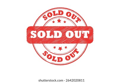 Sold out rubber stamp vector illustration on white background. Sold rubber stamp. Sold out imprint. Red sold stamp
