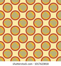 Sold Out seamless pattern with text. Caption inside rounded banner with pop art design and color texture. Sticker on a background.