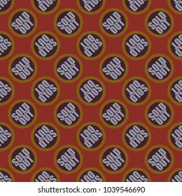 Sold Out seamless pattern with text. Caption inside rounded banner with pop art design and color texture. Sticker on a background.