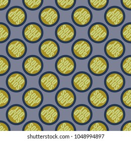 Sold Out seamless pattern with text. Caption inside rounded banner with pop art design and color texture. Sticker on a background.