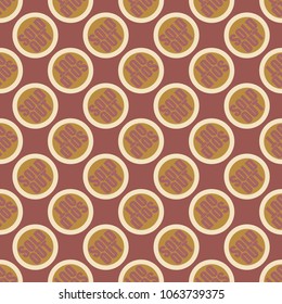 Sold Out seamless pattern with text. Caption inside rounded banner with pop art design and color texture. Sticker on a background.