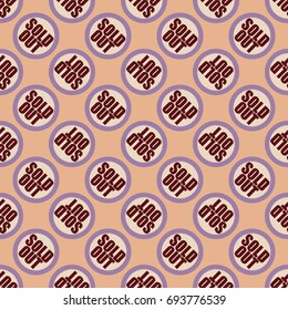 Sold Out seamless pattern with text. Caption inside rounded banner with pop art design and color texture. Sticker on a background.