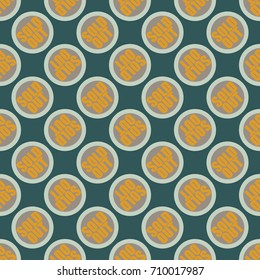 Sold Out seamless pattern with text. Caption inside rounded banner with pop art design and color texture. Sticker on a background.