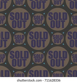 Sold Out seamless pattern with text. Caption inside rounded banner with pop art design and color texture. Sticker on a background.